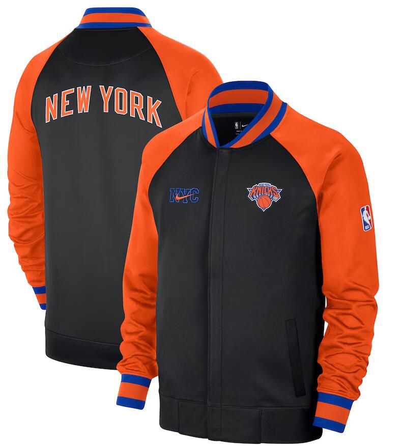Men New York Knicks Black Nike City Edition Full Zip Jacket 2023 NBA Jersey->new york knicks->NBA Jersey